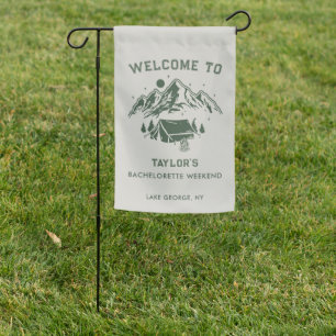 Rustic Green Camp Bachelorette Weekend Garden Flag