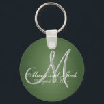 Rustic Green Chalkboard Old School Budget Value Keychain<br><div class="desc">Check out this 3d Monogram rustic green chalkboard design. Retro Vintage look for your wedding party. Monograms,  text and bride and groom names are easy to change to suit your needs. All artwork and images ©nuptial.  Visit Nuptial Store for much more</div>