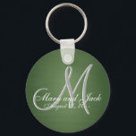 Rustic Green Chalkboard Old School Budget Value Keychain<br><div class="desc">Check out this 3d Monogram rustic green chalkboard design. Retro Vintage look for your wedding party. Monograms,  text and bride and groom names are easy to change to suit your needs. All artwork and images ©nuptial.  Visit Nuptial Store for much more</div>