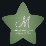 Rustic Green Chalkboard Old School Budget Value Star Sticker<br><div class="desc">Check out this 3d Monogram rustic green chalkboard design. Retro Vintage look for your wedding party. Monograms,  text and bride and groom names are easy to change to suit your needs. All artwork and images ©nuptial.  Visit Nuptial Store for much more</div>