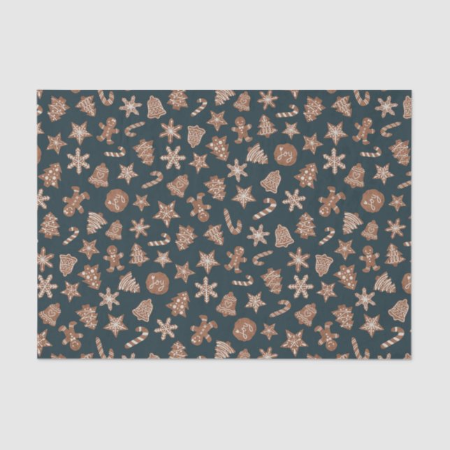 Rustic Green Christmas Cookies Pattern Tissue Paper (Front)