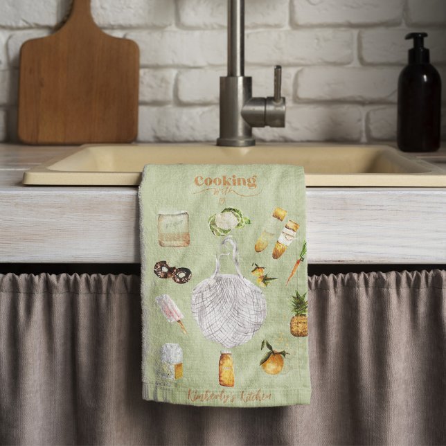 Rustic Green Christmas Holiday Farmhouse Gift Kitchen Towel (Creator Uploaded)