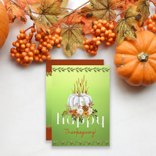 Rustic Green Fall Pumpkin Happy Thanksgiving Flat  Holiday Card