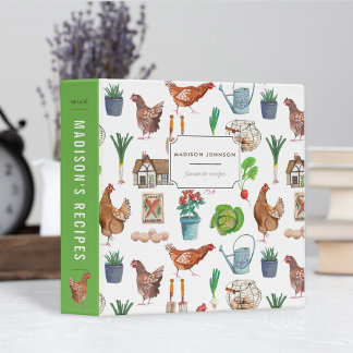 Rustic Green Farmers Market Chicken Recipe Binder
