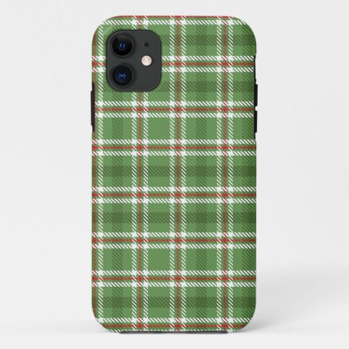 Rustic Green Farmhouse Country Simple Plaid iPhone 11 Case