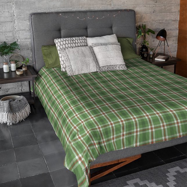 Rustic Green Farmhouse Elegant Plaid Pattern Duvet Cover (Creator Uploaded)
