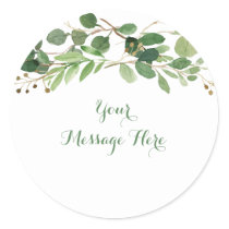 Rustic Green Floral Baby Shower Classic Round Sticker