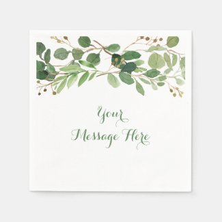 Rustic Green Floral Baby Shower Paper Napkin