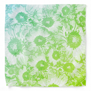 Rustic Green Floral Pattern Bandana