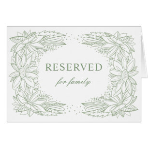 Rustic green floral wedding. Country reserved sign Cards