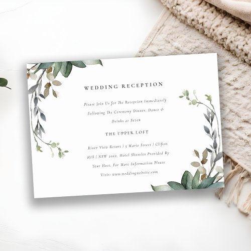 Rustic Green Foliage Wreath Wedding Reception Enclosure Card