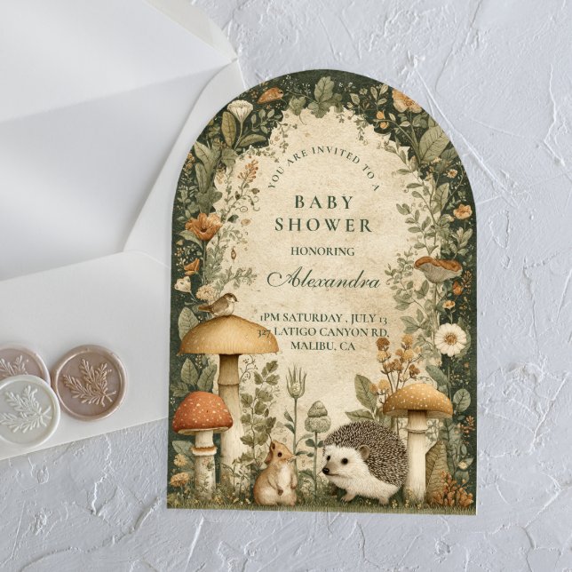 Rustic Green Forest Baby Shower Acrylic Invitations (Creator Uploaded)
