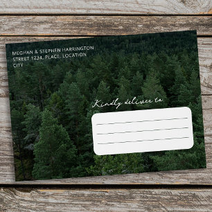 Rustic Green Forest Photo Custom Woodland Wedding Envelope