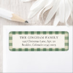 Rustic Green Gingham Christmas Return Address Label<br><div class="desc">Rustic Christmas return address labels featuring an elegant design with a vintage style gingham pattern background.</div>