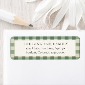 Rustic Green Gingham Christmas Return Address Label