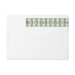 Rustic Green Gingham Christmas Return Address Wrap Around Label