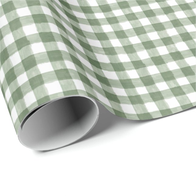 Rustic Green Gingham Holiday Wrapping Paper (Roll Corner)