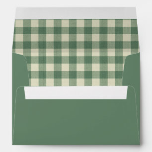 Rustic Green Gingham Modern Christmas Envelope