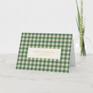 Rustic Green Gingham Modern Christmas Foil Holiday Card