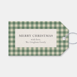 Rustic Green Gingham Modern Christmas Gift Tags