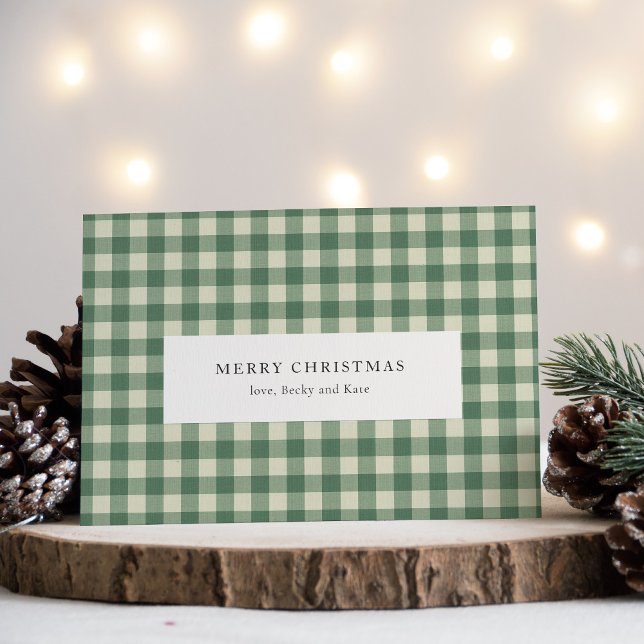 Rustic Green Gingham Modern Christmas Holiday Card (Creator Uploaded)