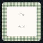 Rustic Green Gingham Modern Christmas Square Sticker<br><div class="desc">Rustic Christmas gift tag stickers featuring a vintage style gingham pattern background.</div>