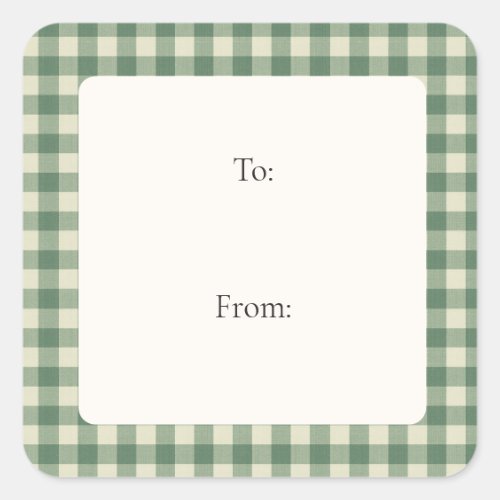 Rustic Green Gingham Modern Christmas Square Sticker