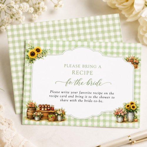 Rustic Green Gingham She's Fresh Off The Market Enclosure Card