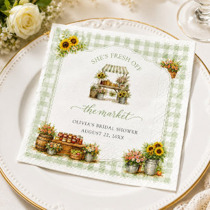 Rustic Green Gingham She's Fresh Off The Market Napkins