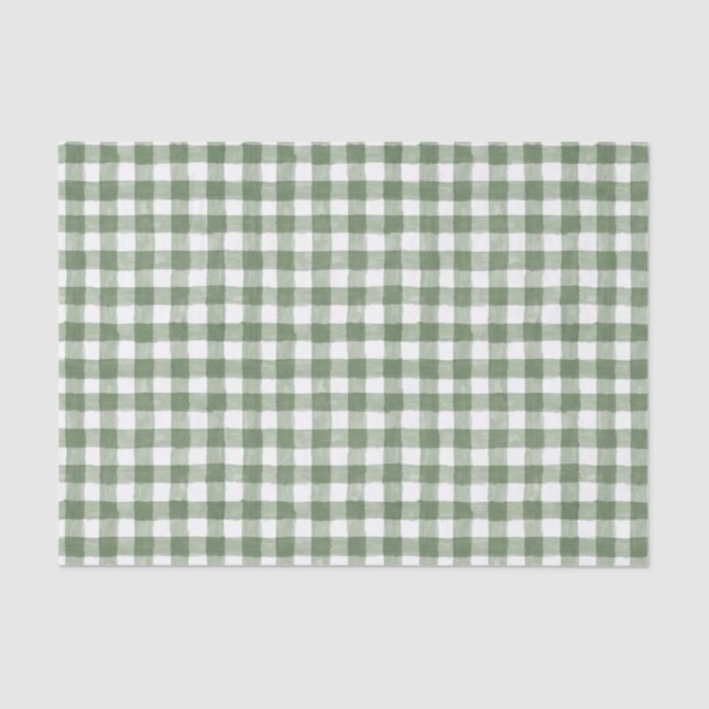 Rustic Green Gingham Tissue Paper (Front)