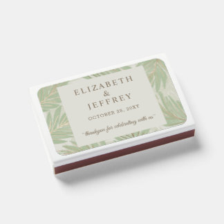 Rustic Green Gold Botanical Wedding Matchboxes