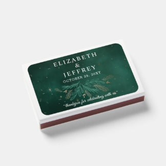Rustic Green Gold Botanical Wedding Matchboxes