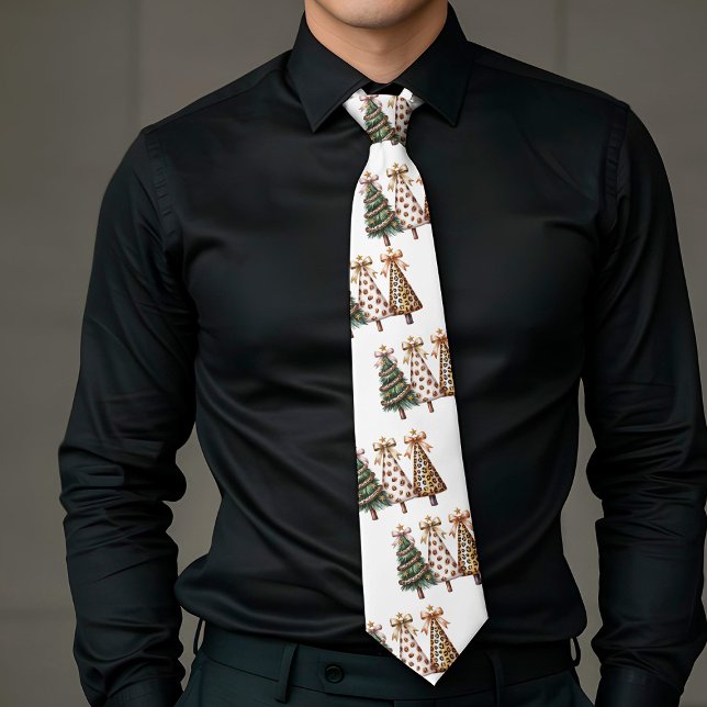 Rustic green gold Christmas trees minimalist tie (Rustic green gold Christmas trees minimalist tie)