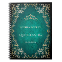 Rustic Green Gold Princess Tiara Quinceanera  Notebook
