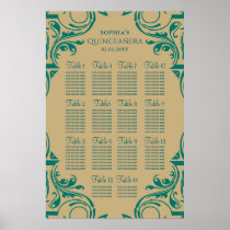 Rustic Green Gold seating plan poster