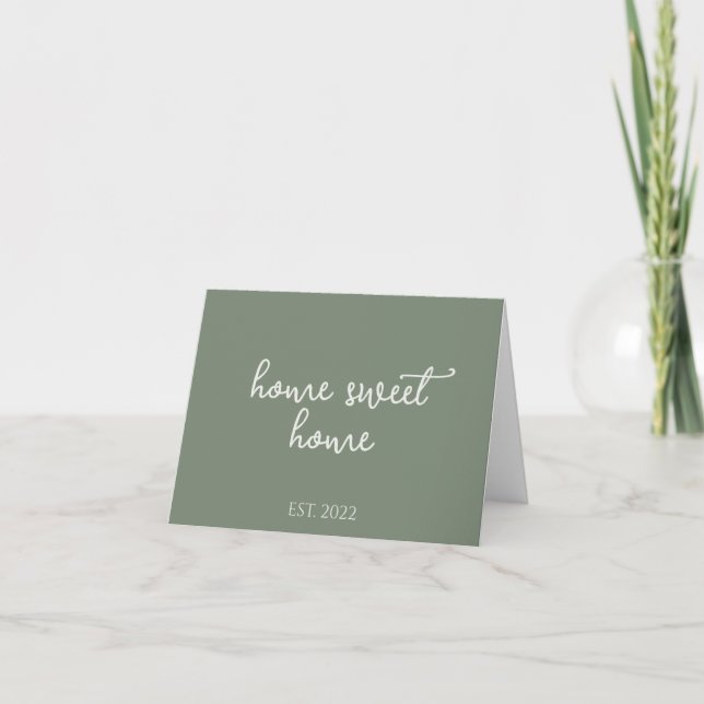 Rustic Green Home Sweet Home New Homeowner Card (Front)