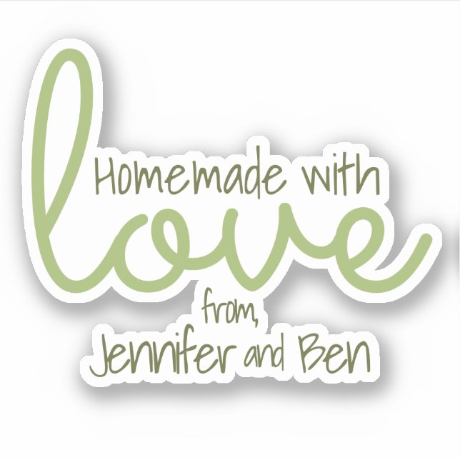 Rustic Green Homemade With Love Sticker (Front)