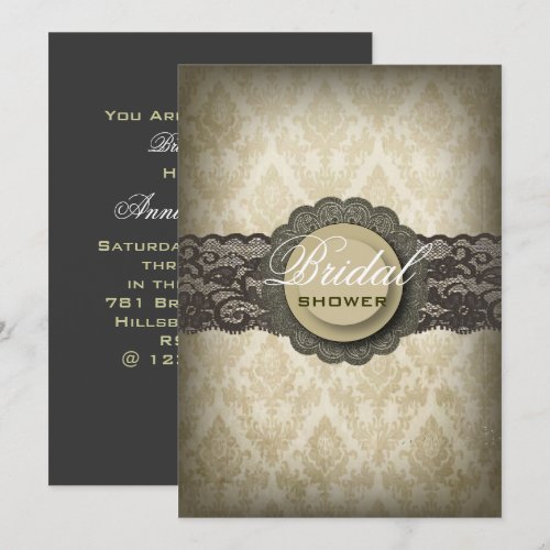 Green Lace Country Vintage Bridal Shower Invite