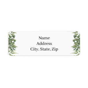 Rustic Green Leaves Greenery Foliage Address Label