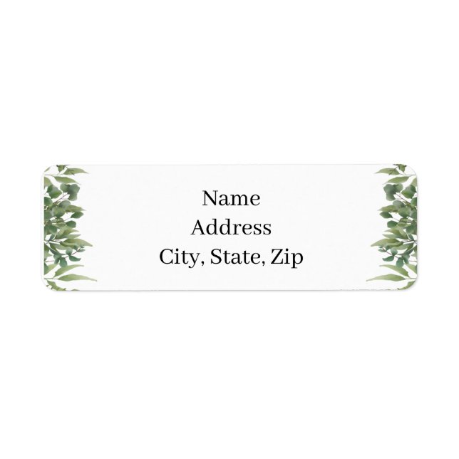 Rustic Green Leaves Greenery Foliage Address Label (Front)