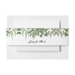 Rustic Green Leaves Greenery Foliage Invitation Belly Band