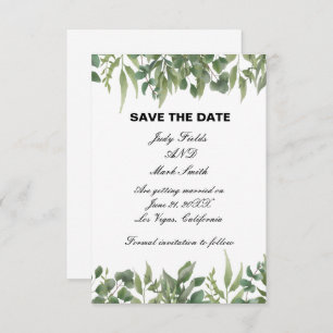 Rustic Green Leaves Greenery Foliage Save The Date
