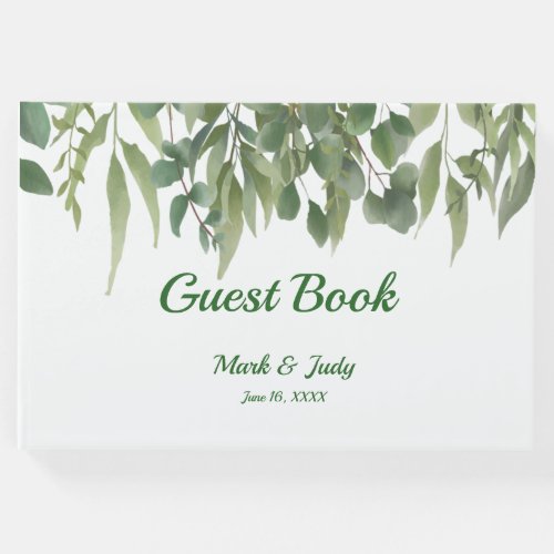Rustic Green Leaves Greenery Foliage Wedding Guest Book