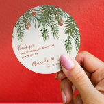 Rustic Green Leaves Red Berries Christmas Wedding  Classic Round Sticker<br><div class="desc">Rustic Green Leaves Red Berries Christmas Wedding Classic Round Sticker . Elevate your holiday wedding with our Rustic Green Leaves and Red Berries Christmas Classic Round Stickers. Embrace the charm of the season with intricate foliage, capturing the essence of nature's beauty. These stickers effortlessly blend festivity and elegance, perfect for...</div>