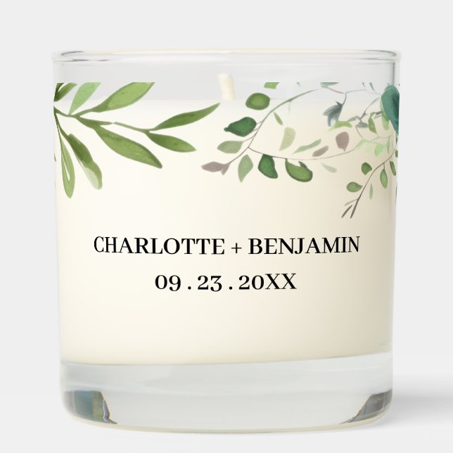 Rustic Green Leaves Wedding Favors Scented Candle (Right)