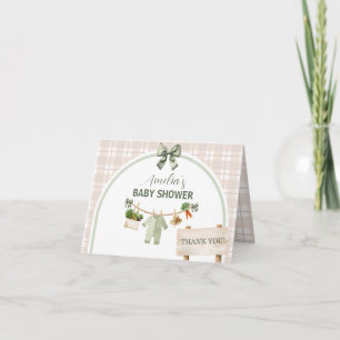 Rustic Green Locally Grown Baby Shower Thank You Card