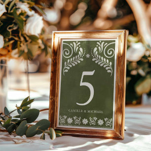 Rustic Green Mexican Wedding Table Number