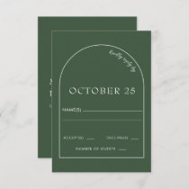 Rustic Green Modern Arch Wedding RSVP Card