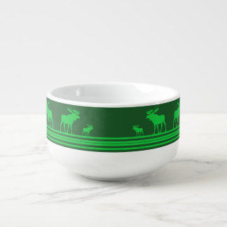 Rustic green moose soup cup
