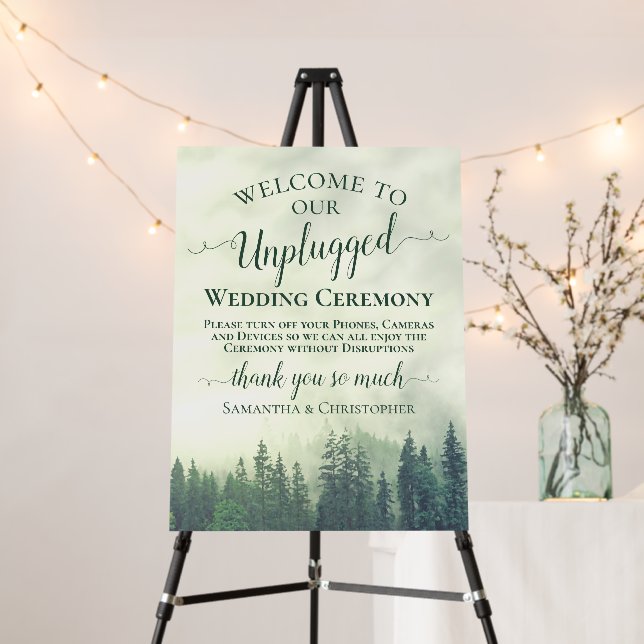 Rustic Green Mountains Unplugged Wedding Ceremony Foam Board (In Situ (Stand))